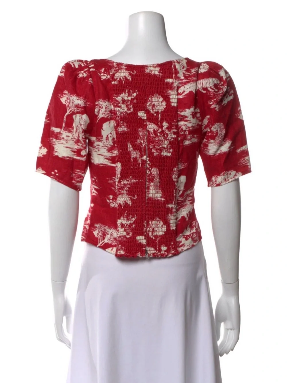 Reformation Red Vintage-Inspired Square Neck Button Front Top